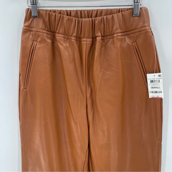 NWT INC Faux Leather High Rise Jogger Pull On Pants in Cinnamon Spice Size Small - Picture 3 of 13
